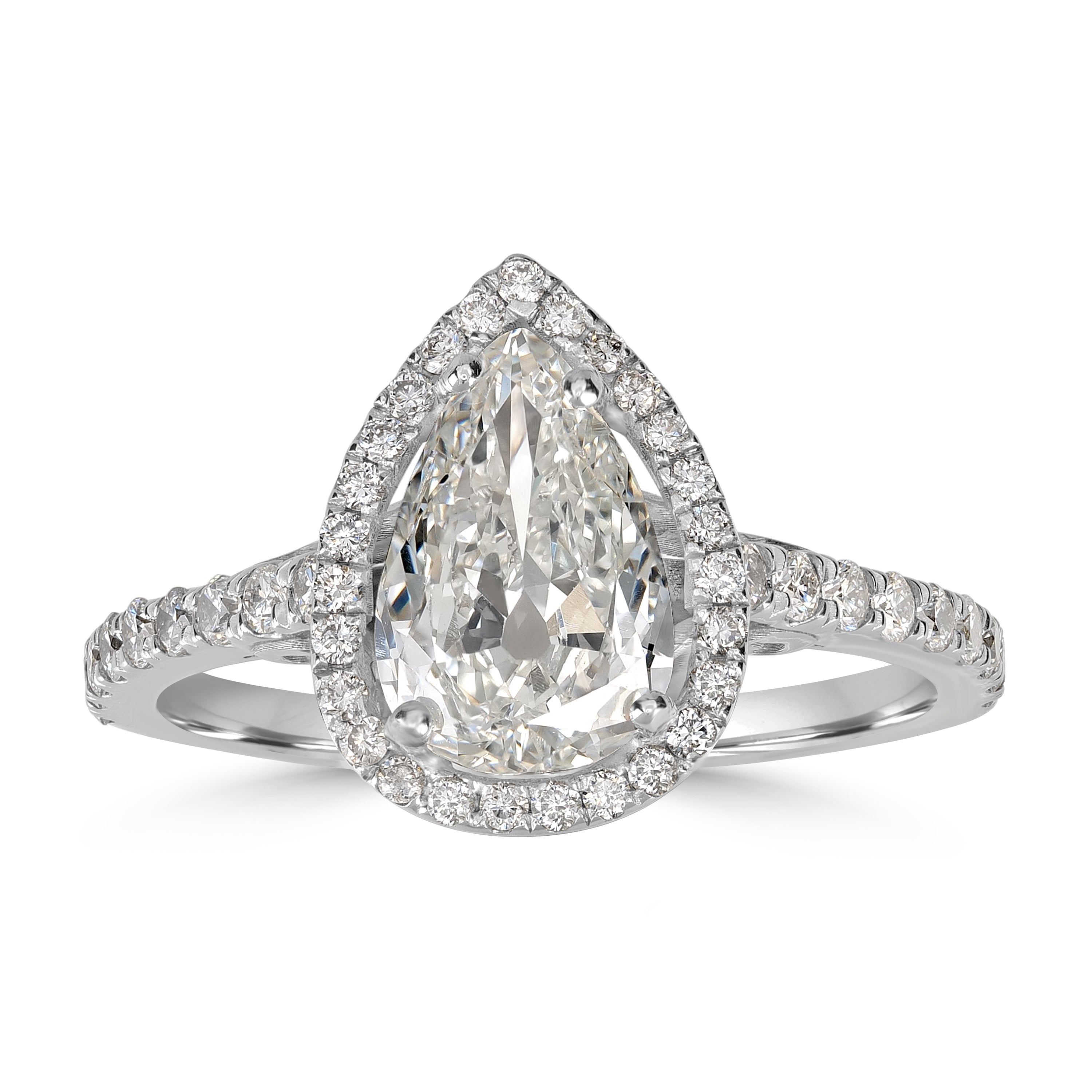 1.22 ct Solitaire Pear Shape Engagement Diamond Ring in 18K White Gold