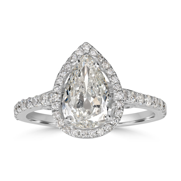 1.22 ct Solitaire Pear Shape Engagement Diamond Ring in 18K White Gold