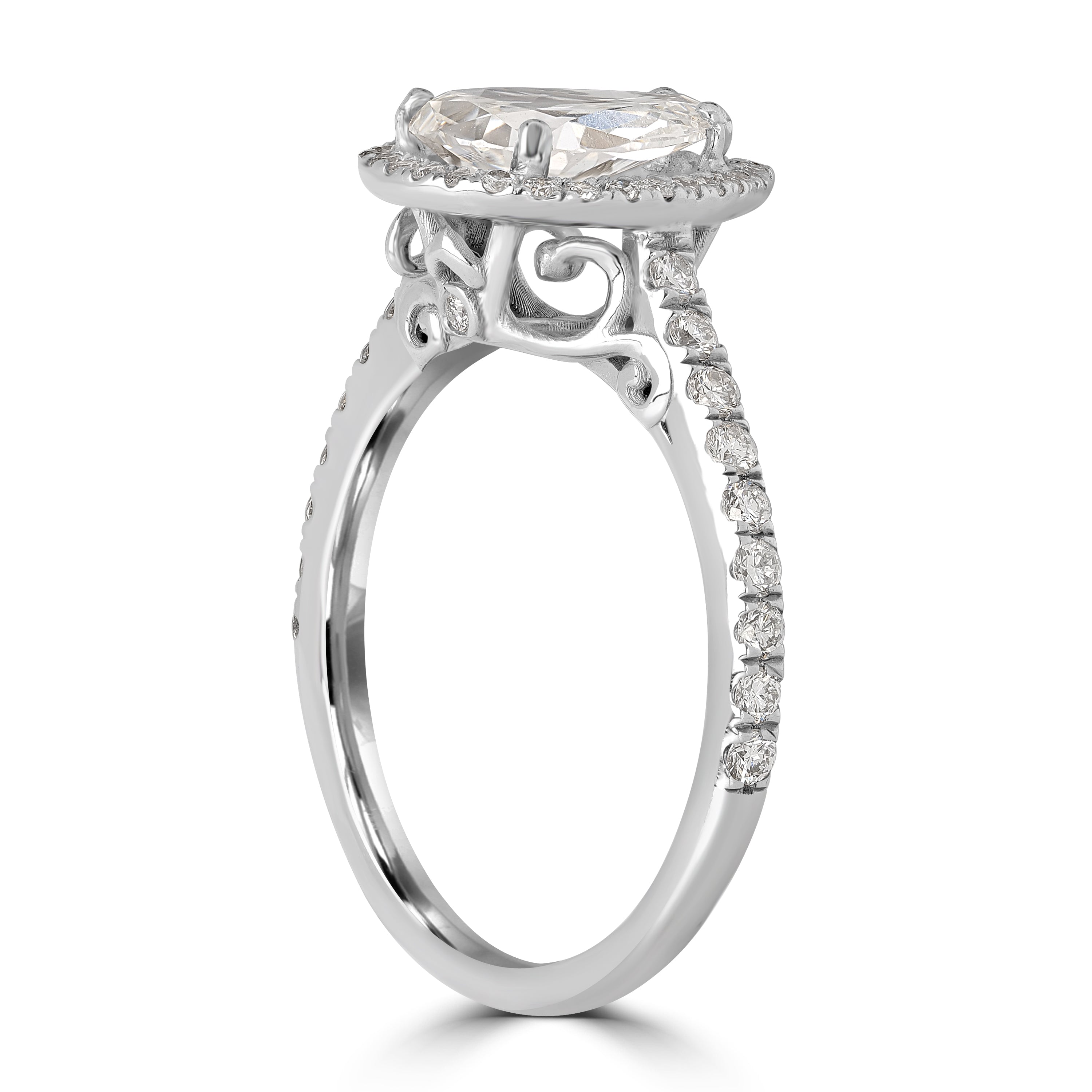 1.22 ct Solitaire Pear Shape Engagement Diamond Ring in 18K White Gold