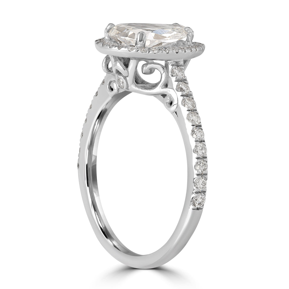 1.22 ct Solitaire Pear Shape Engagement Diamond Ring in 18K White Gold