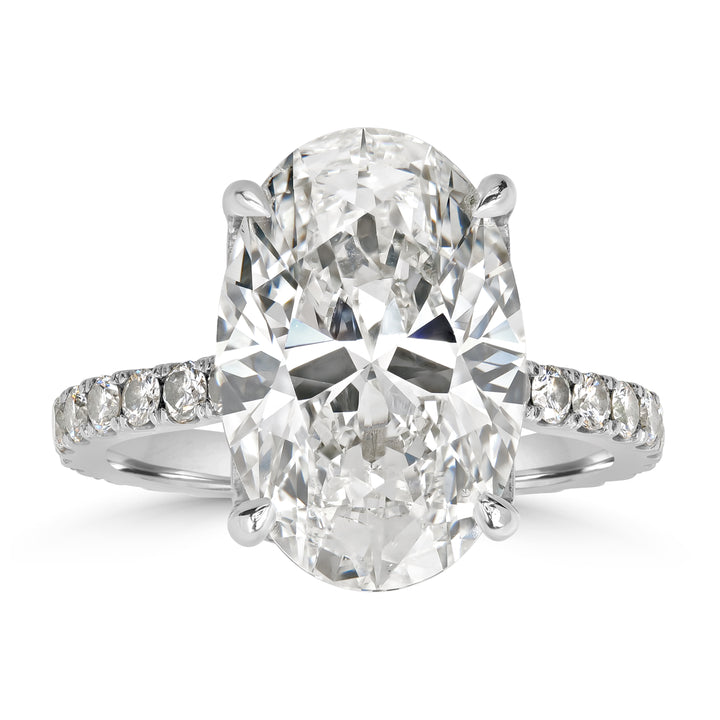 7.07 ctw Solitaire Oval Shape Engagement Ring in Platinum - GIA Certified