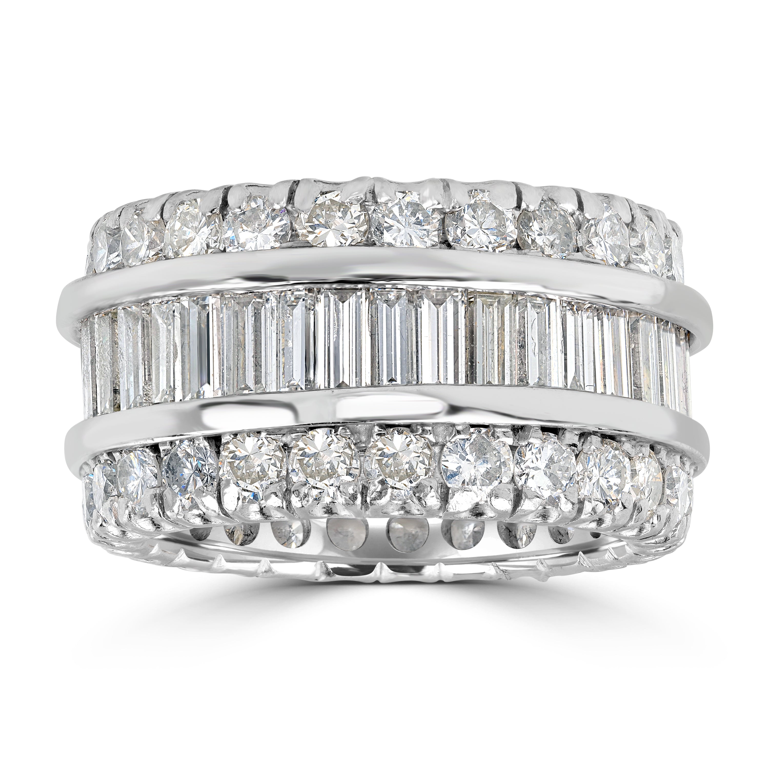 6.50 ct Round & Baguette Shape Diamond Band Ring in Platinum