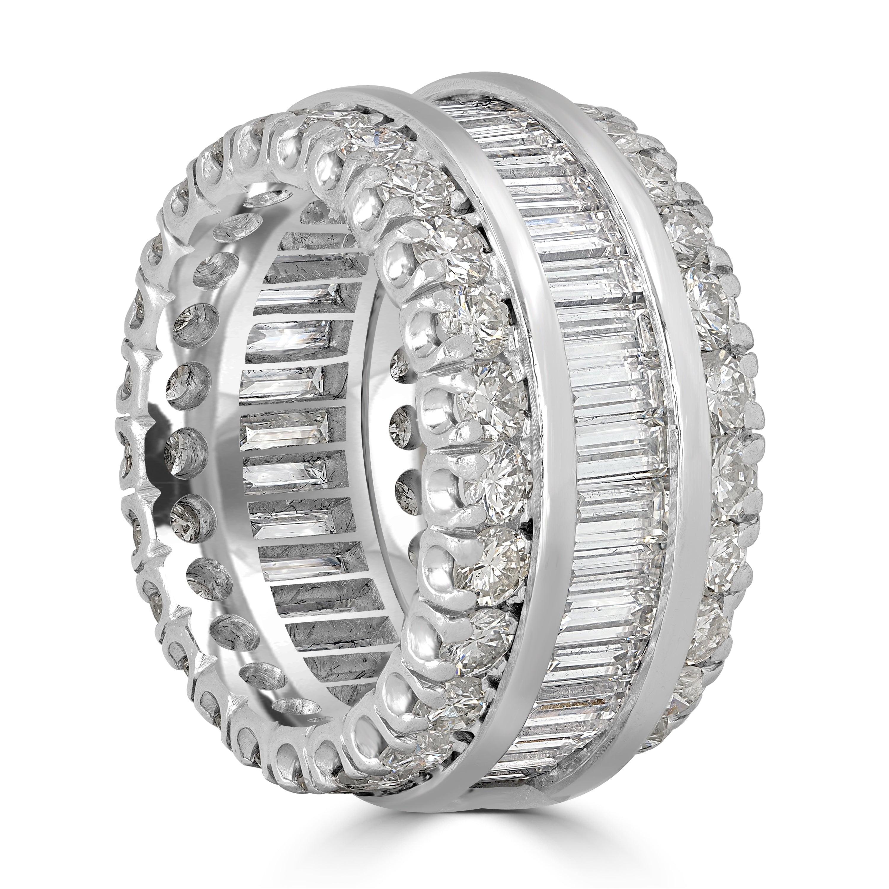6.50 ct Round & Baguette Shape Diamond Band Ring in Platinum