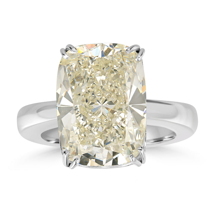 11.58 ct Solitaire Cushion Cut Engagement Ring in 18K White Gold
