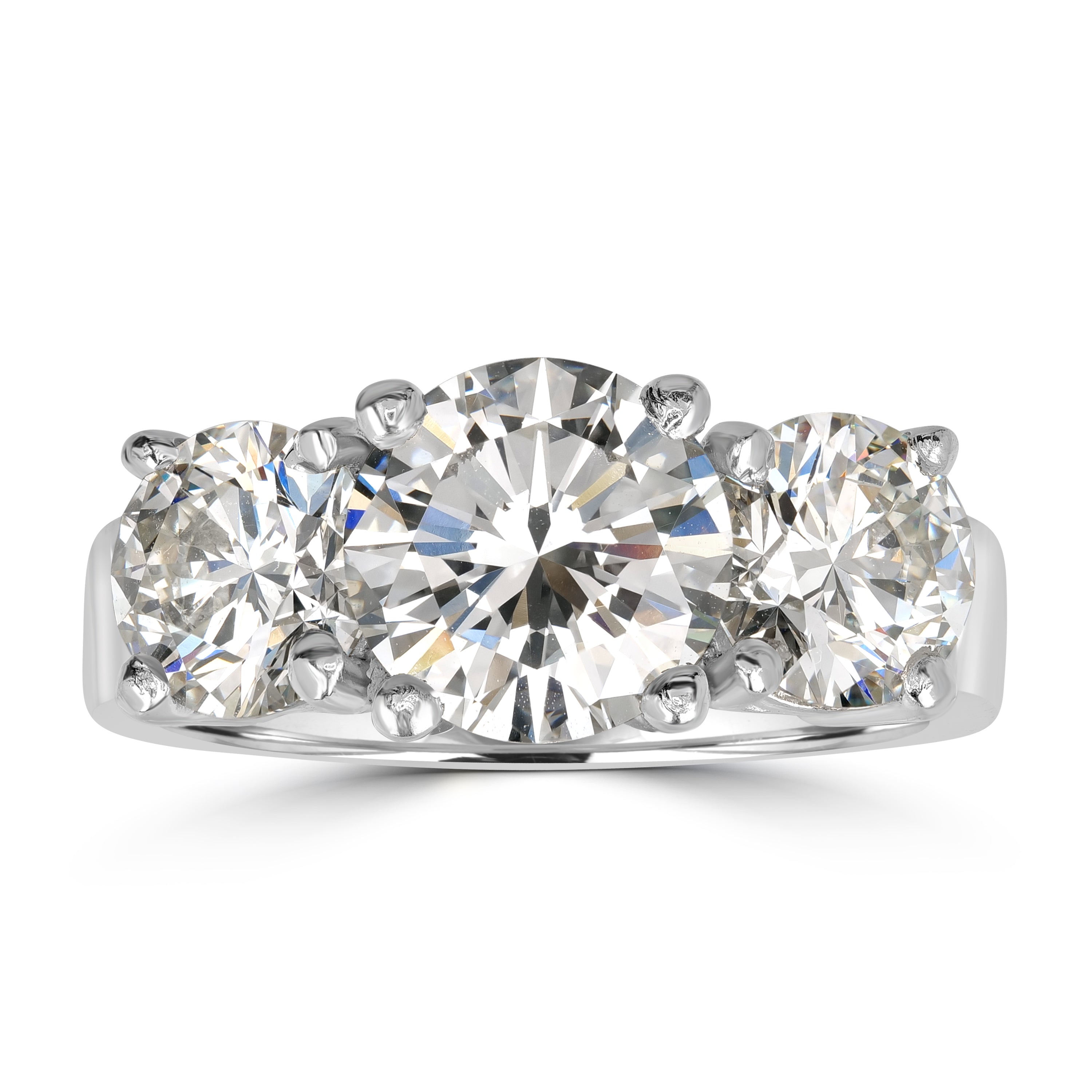 4.95 ctw Three Stone Diamond Engagement Ring in Platinum - GIA Certified