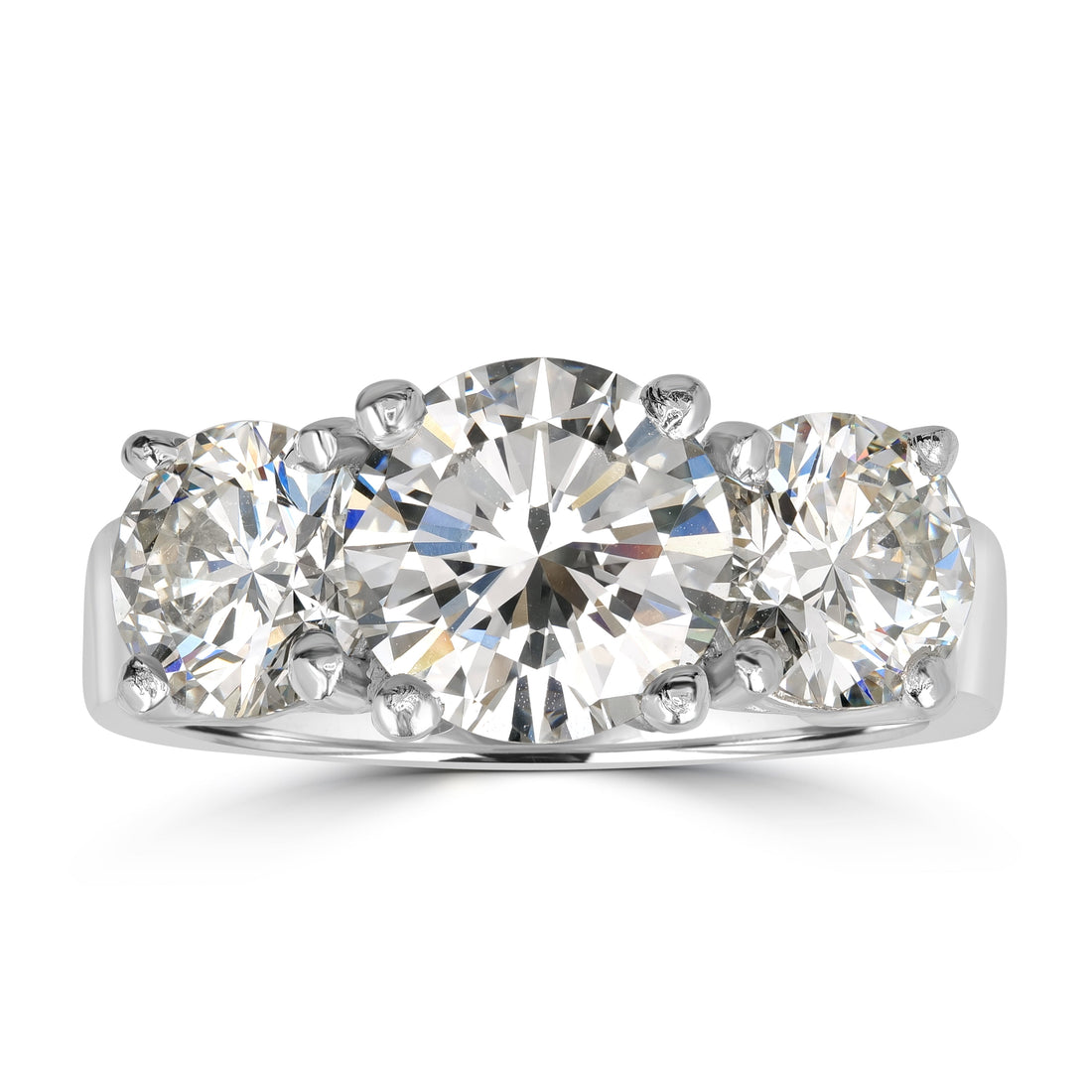4.95 ctw Three Stone Diamond Engagement Ring in Platinum - GIA Certified