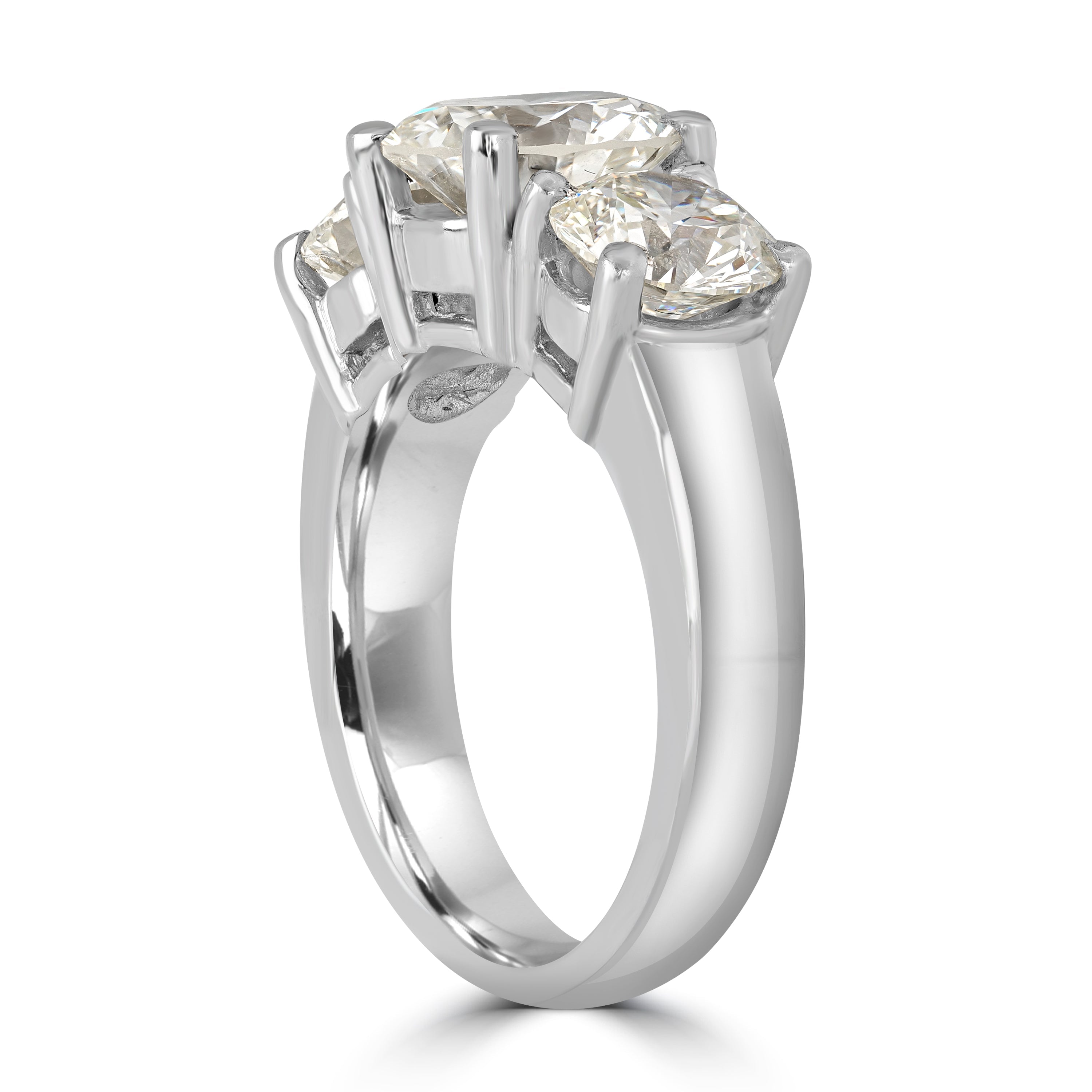4.95 ctw Three Stone Diamond Engagement Ring in Platinum - GIA Certified
