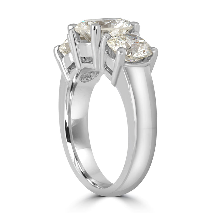 4.95 ctw Three Stone Diamond Engagement Ring in Platinum - GIA Certified