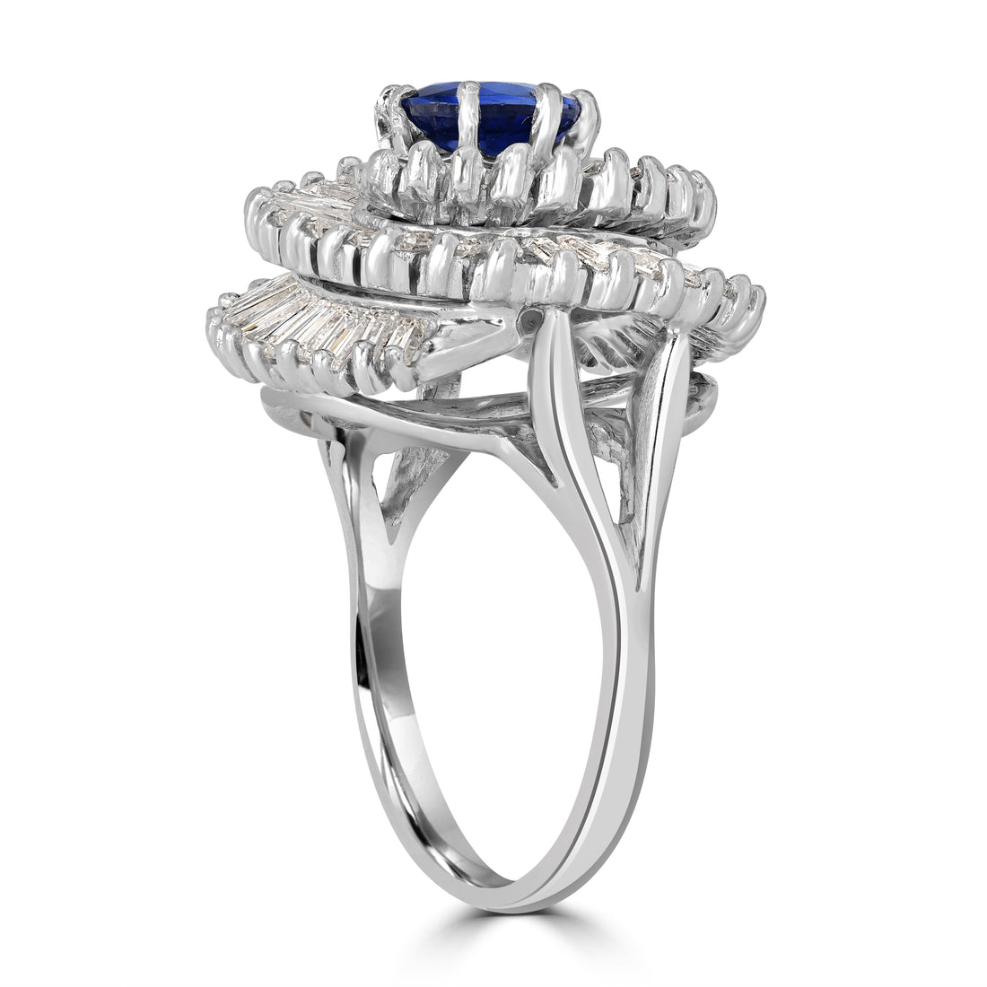 1.00 ct Sapphire & Diamond Cluster Ring in Platinum