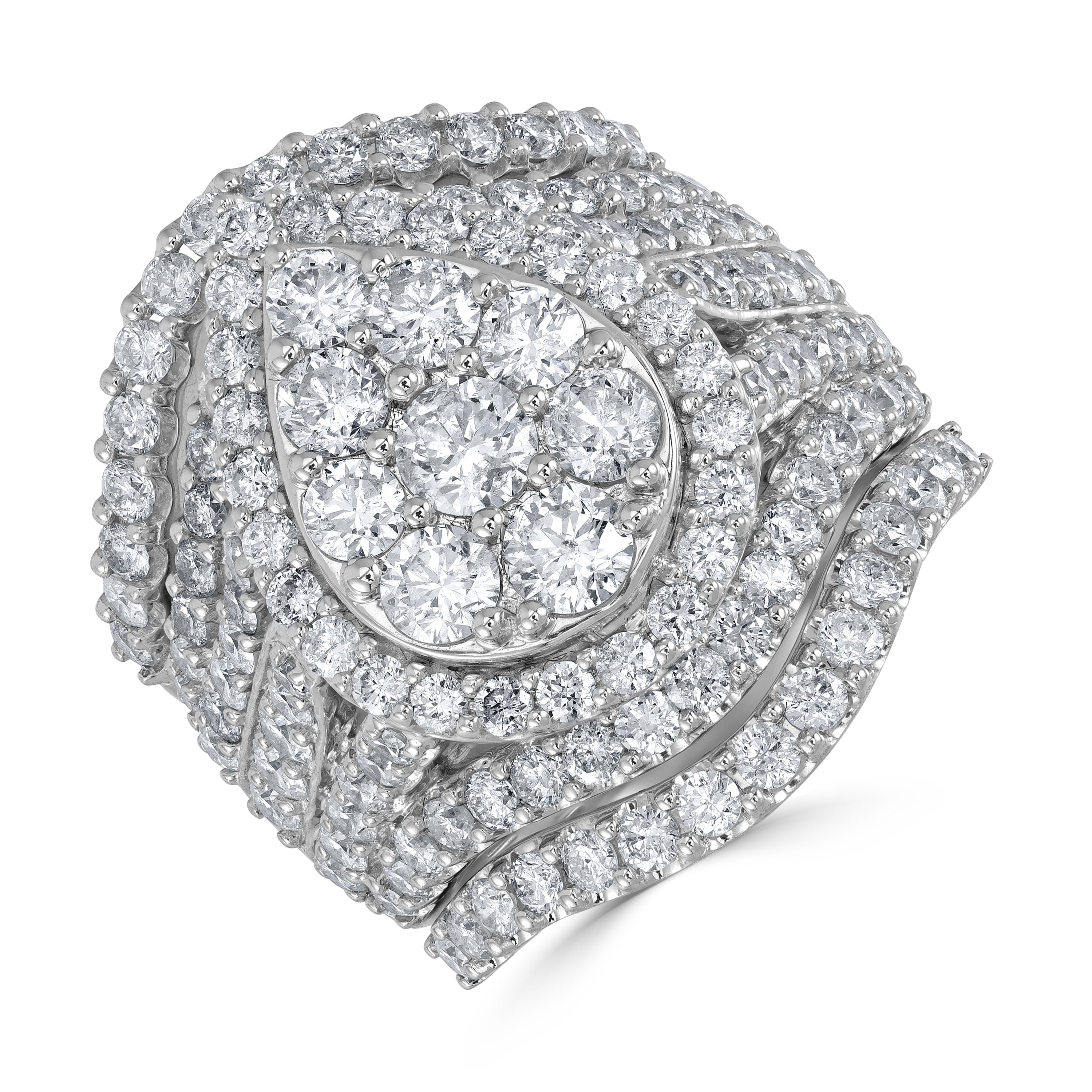 4.54 ct Cluster Engagement Ring Set in 14K White Gold