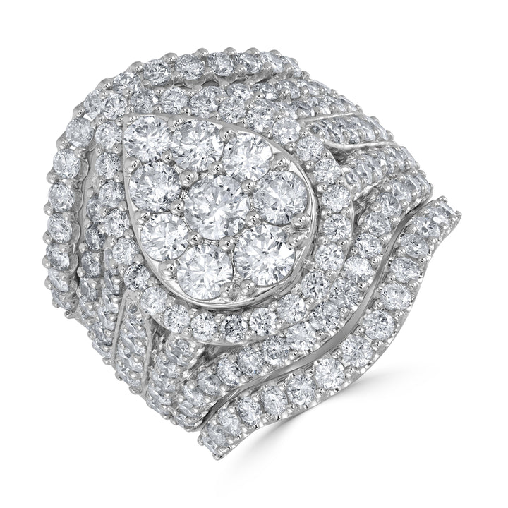 4.54 ct Cluster Engagement Ring Set in 14K White Gold