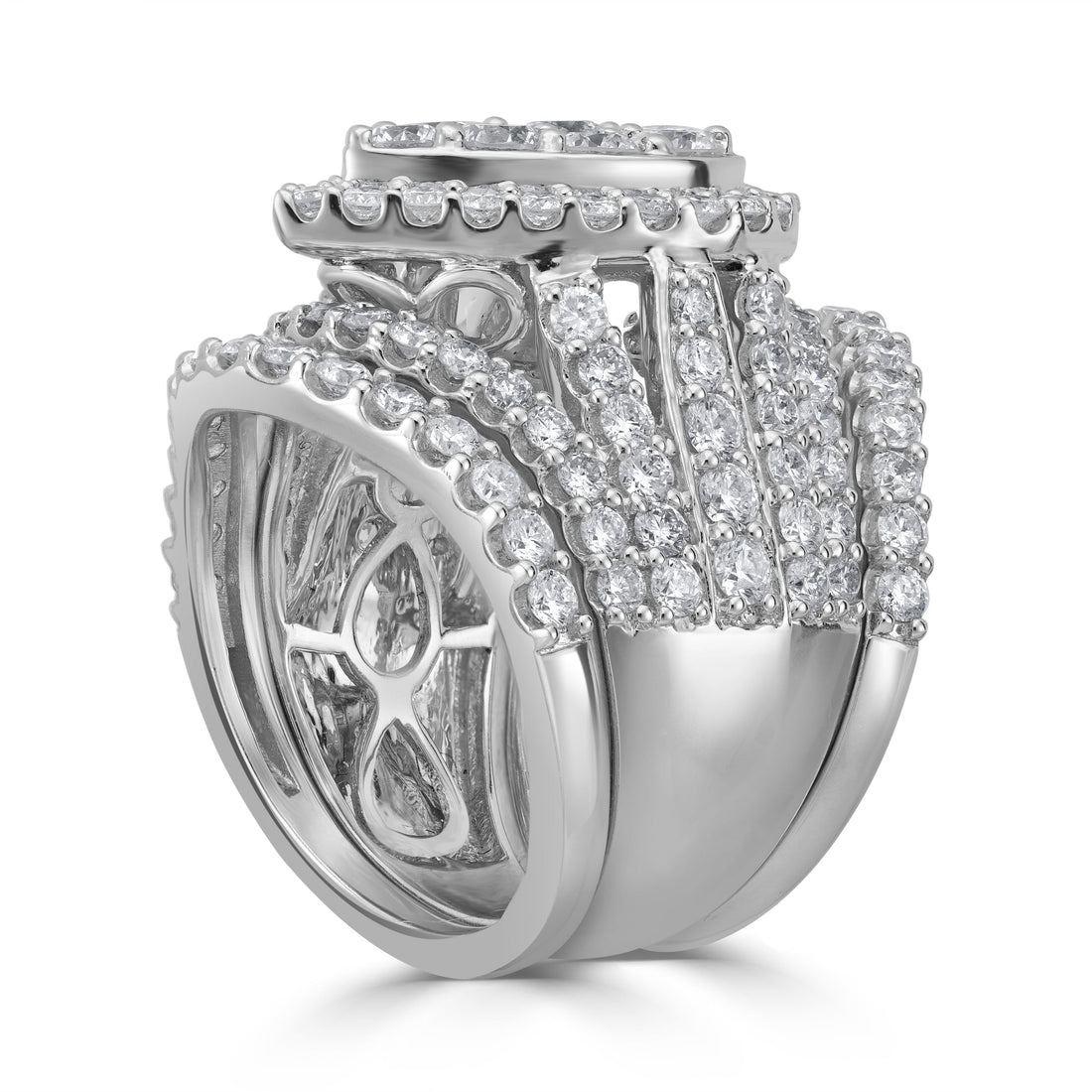 4.54 ct Cluster Engagement Ring Set in 14K White Gold