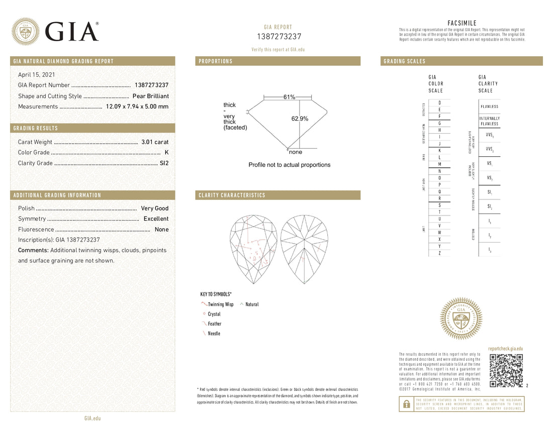 3.01 ct Solitaire Pear Shape Engagement Diamond Ring in 18K Yellow Gold - GIA Certified