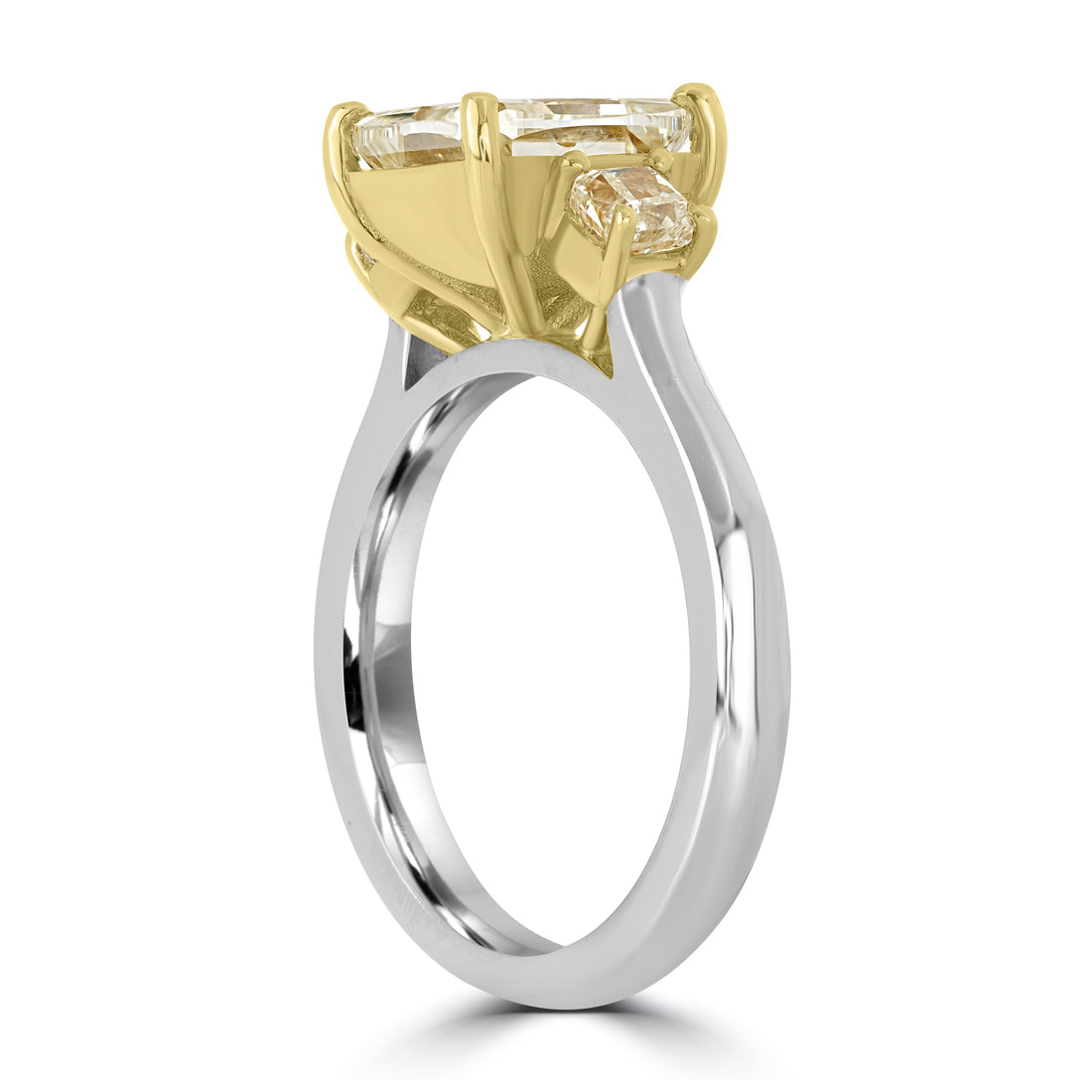 3.04 ct Solitaire Cushion Engagement Diamond Ring in 18K Two Tone White and Yellow Gold