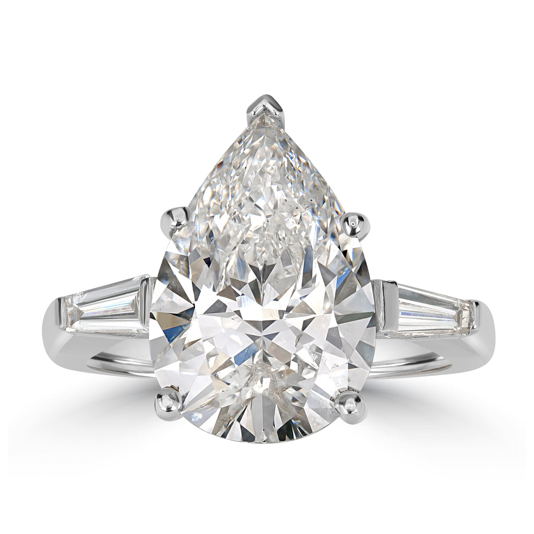 5.37 ct Solitaire Pear Shape Engagement Diamond Ring in 18K White Gold