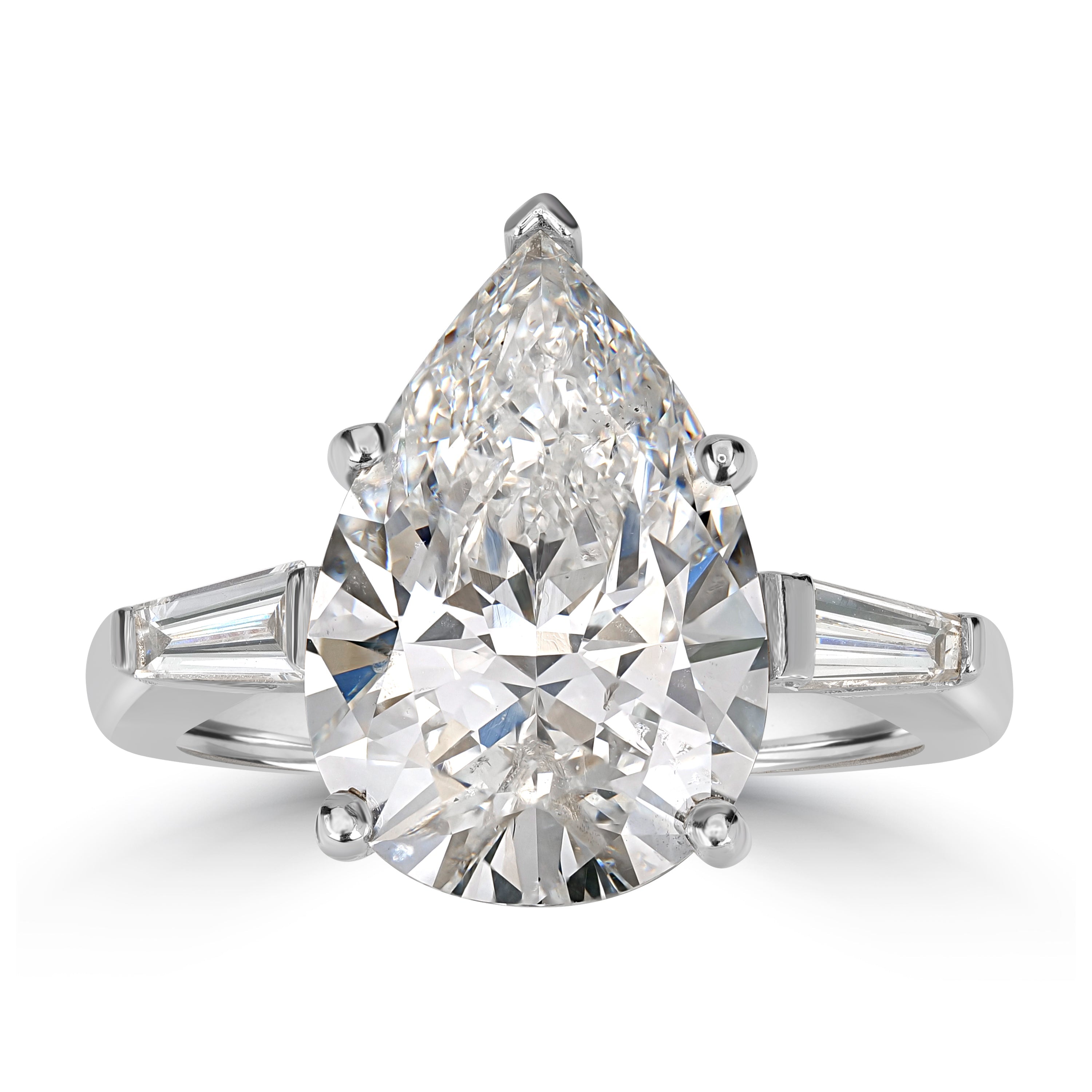 5.75 ctw Solitaire Pear Shape Engagement Diamond Ring in 18K White Gold - GIA Certified