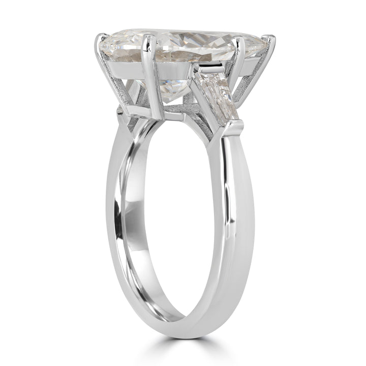 5.37 ct Solitaire Pear Shape Engagement Diamond Ring in 18K White Gold