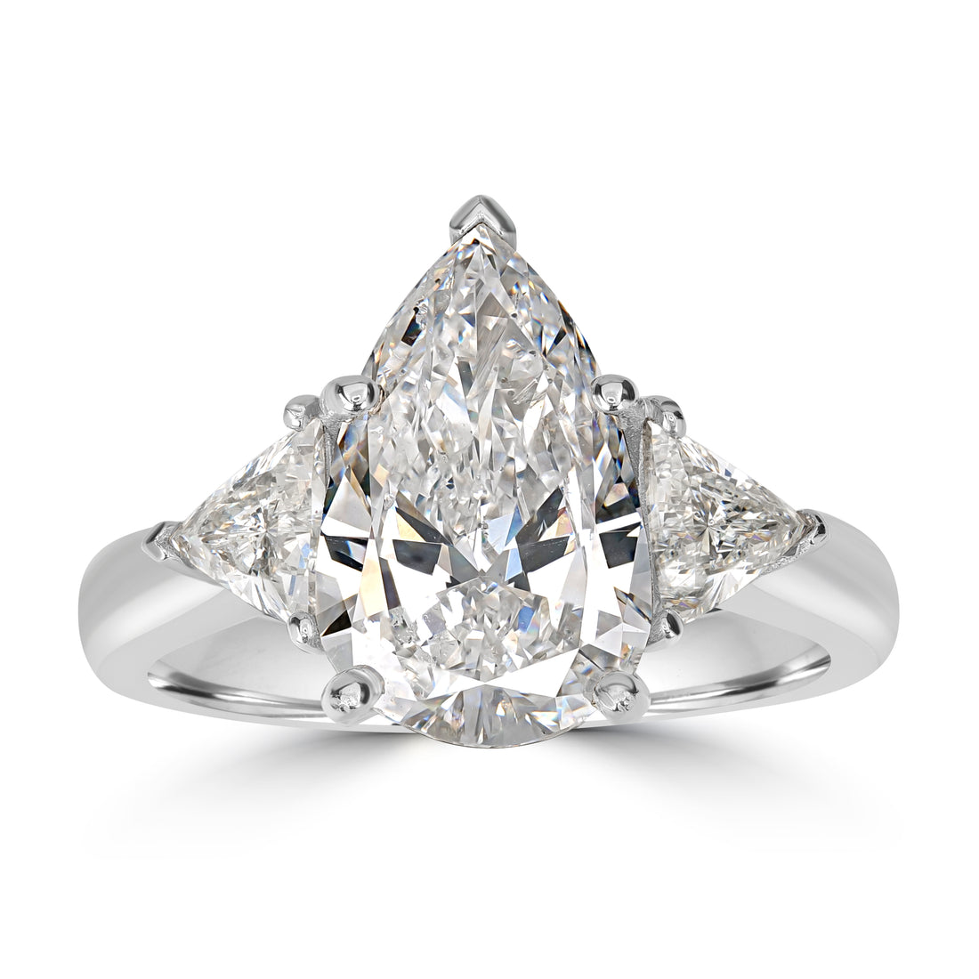 6.07 ct Solitaire Pear Shape Engagement Diamond Ring in 18K White Gold