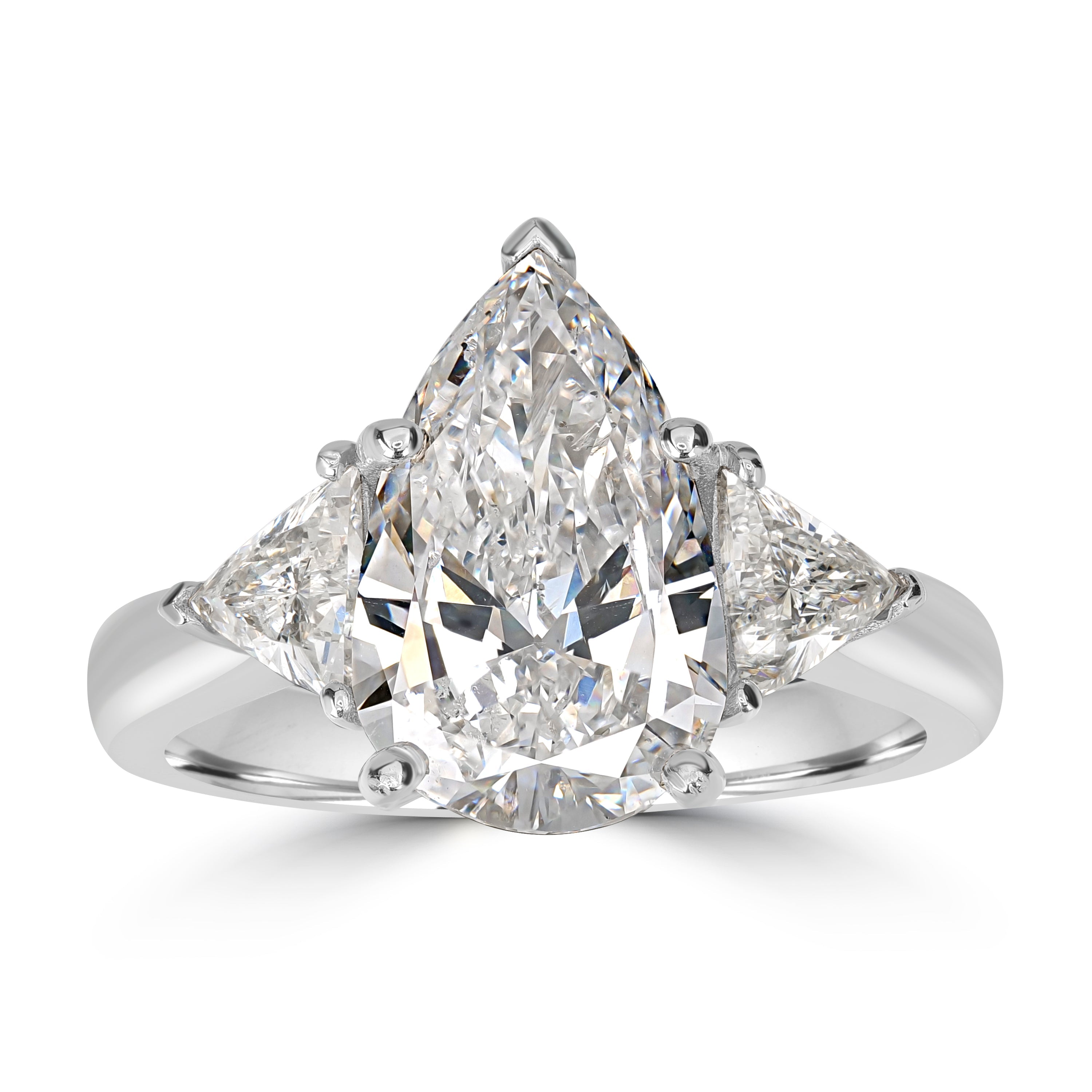 3.61 ctw Solitaire Pear Shape Engagement Diamond Ring in 18K White Gold