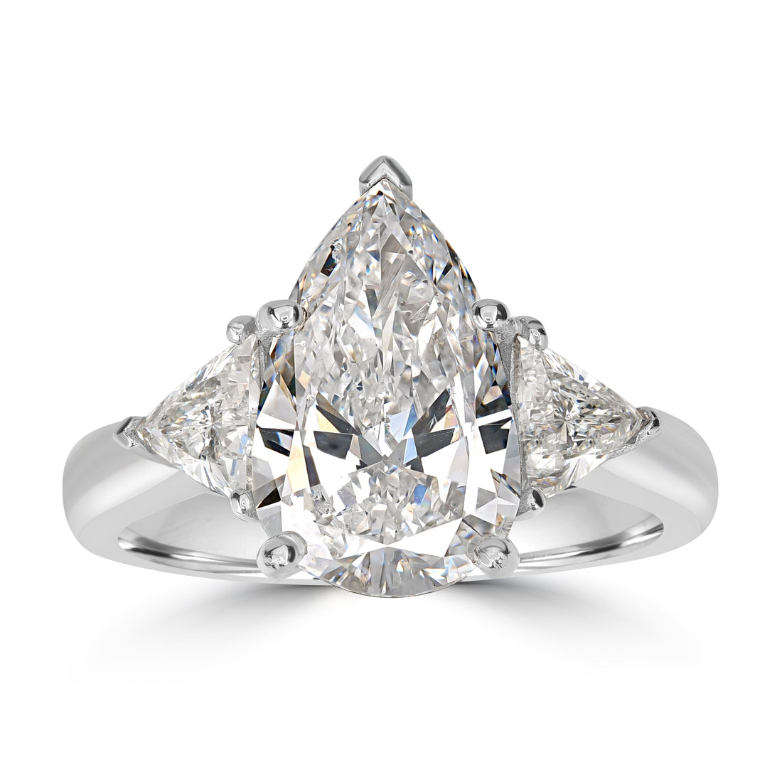 3.61 ctw Solitaire Pear Shape Engagement Diamond Ring in 18K White Gold