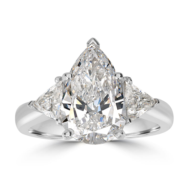 3.61 ctw Solitaire Pear Shape Engagement Diamond Ring in 18K White Gold