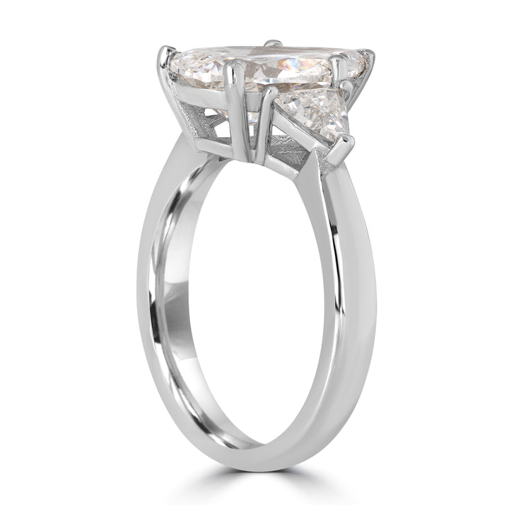 6.07 ct Solitaire Pear Shape Engagement Diamond Ring in 18K White Gold