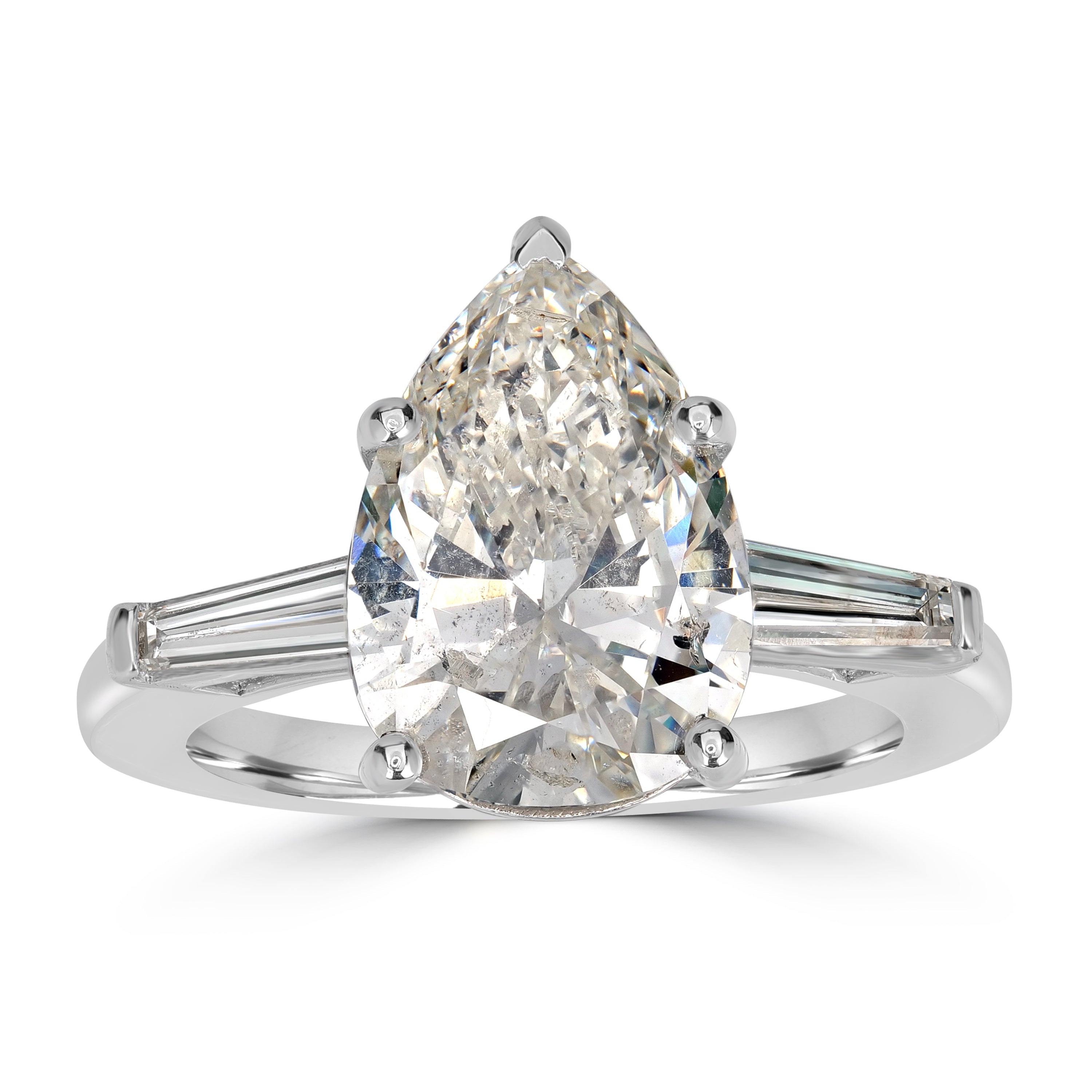 4.02 ctw Solitaire Pear Shape Engagement Diamond Ring in 18K White Gold - EGL Certified