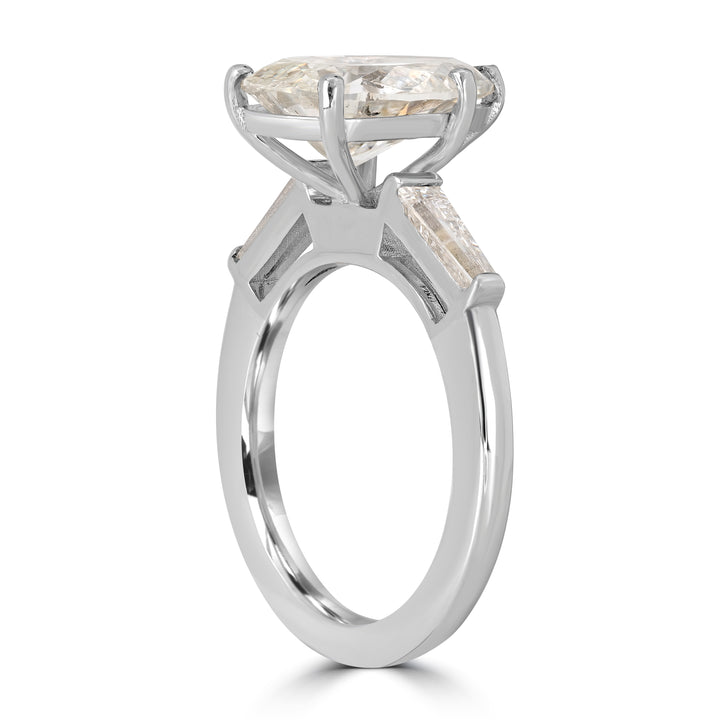 3.58 ct Solitaire Pear Shape Engagement Diamond Ring in 18K White Gold