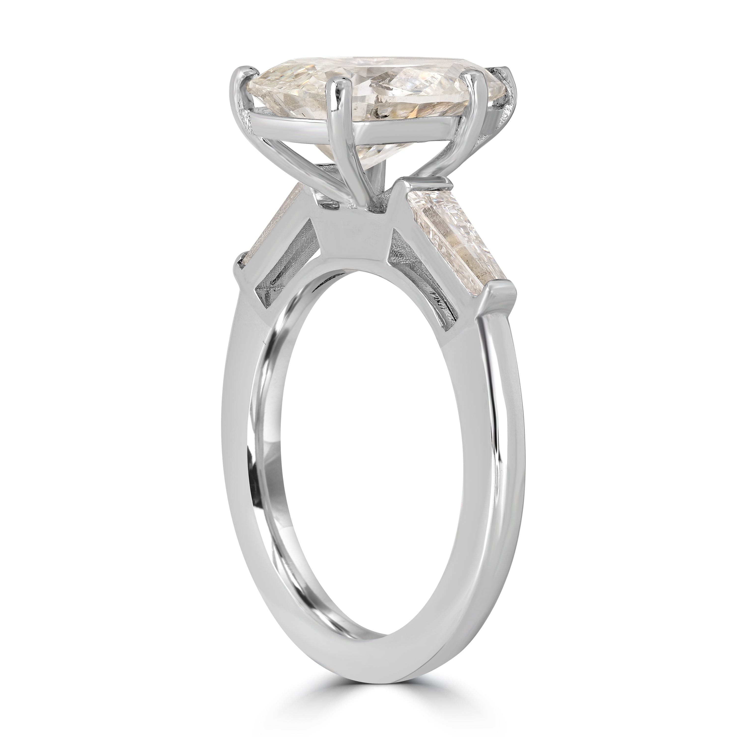 4.02 ctw Solitaire Pear Shape Engagement Diamond Ring in 18K White Gold - EGL Certified