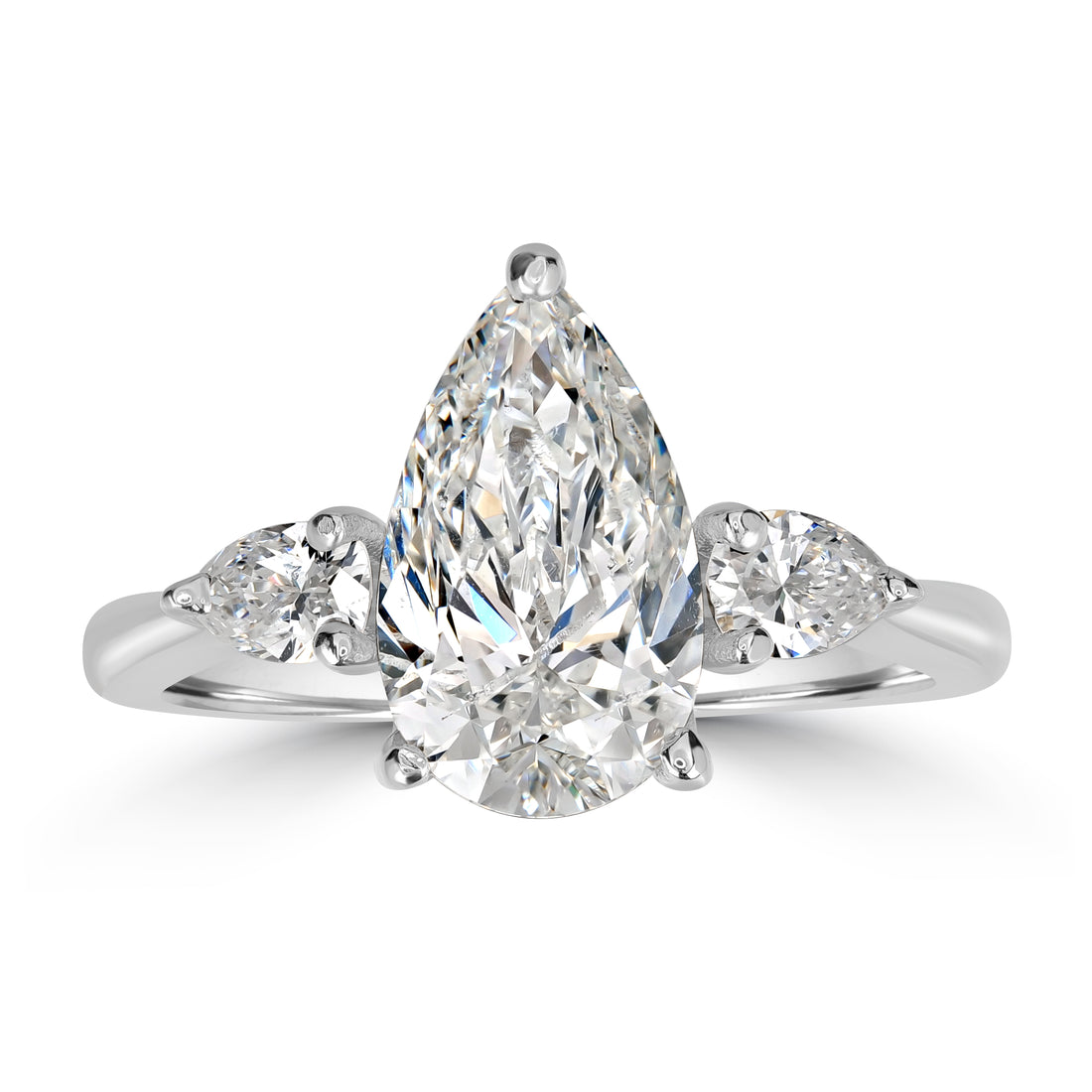 2.01 ct Solitaire Pear Shape Engagement Diamond Ring in 18K White Gold