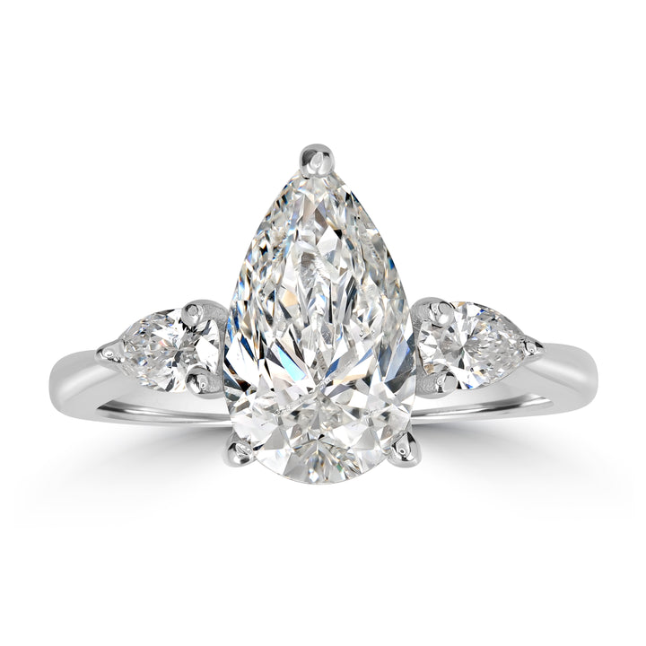 2.01 ct Solitaire Pear Shape Engagement Diamond Ring in 18K White Gold
