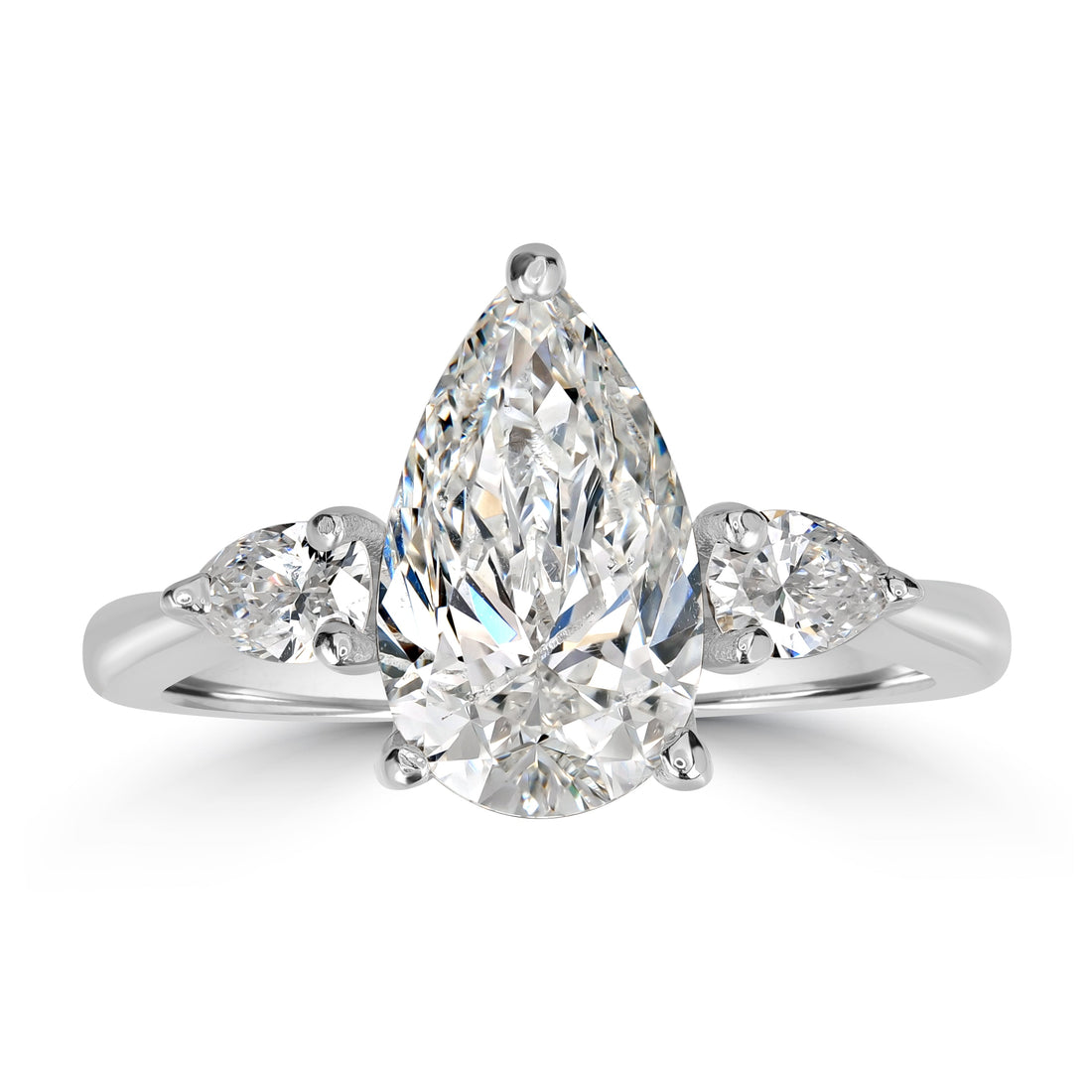 2.01 ct Solitaire Pear Shape Engagement Diamond Ring in 18K White Gold