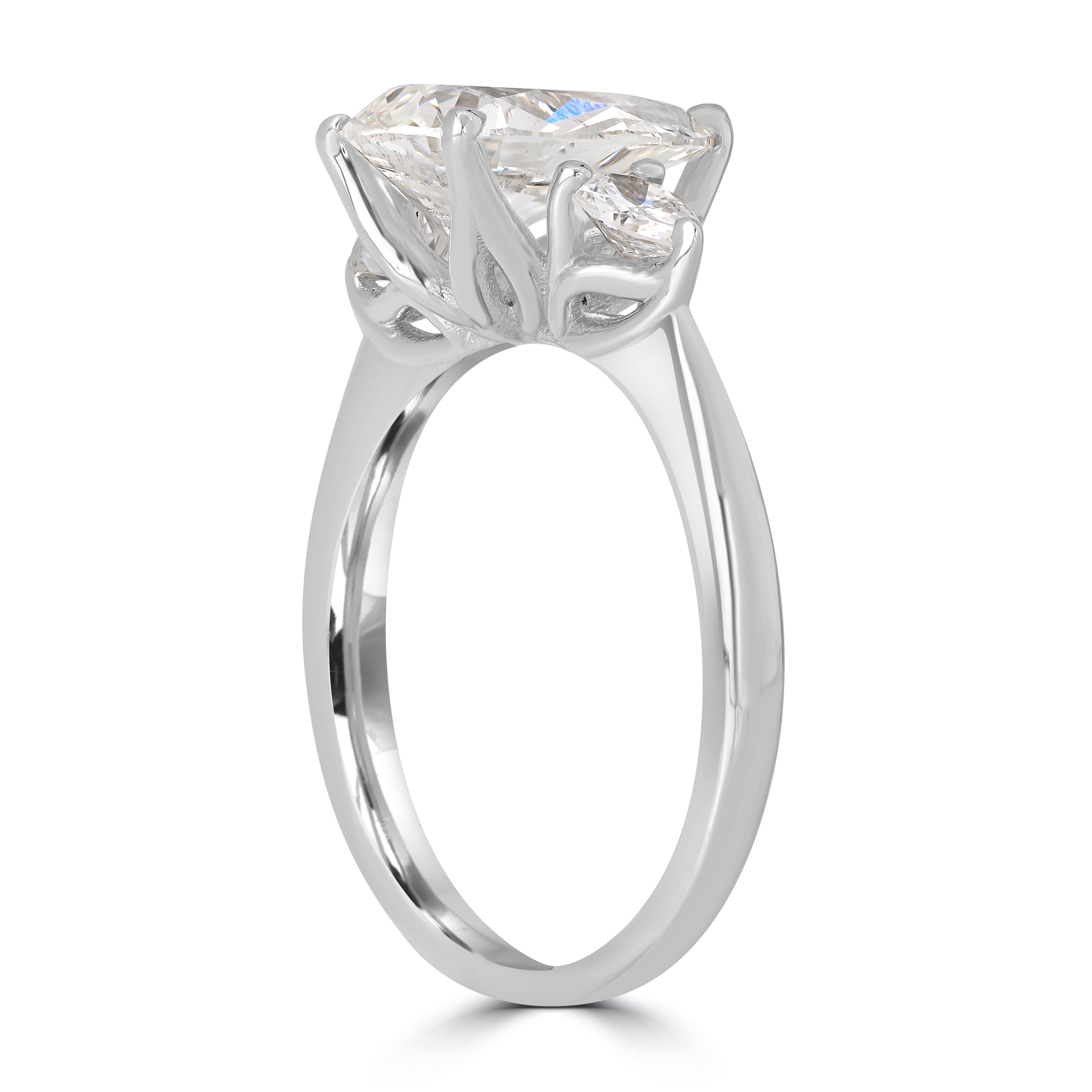 2.01 ct Solitaire Pear Shape Engagement Diamond Ring in 18K White Gold