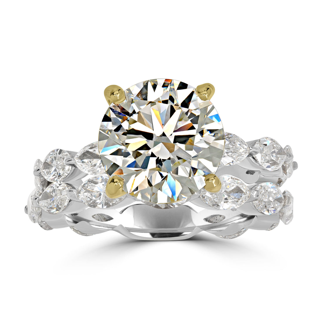 8.02 ctw Round Diamond Engagement Ring Set in 18K White Gold - GIA Certified