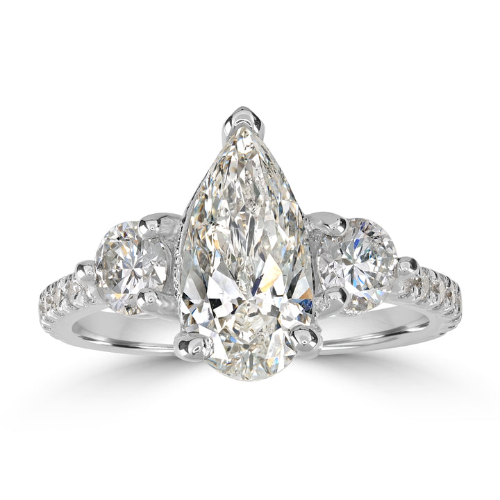 1.50 ct Solitaire Pear Shape Engagement Ring in 18K White Gold - GIA Certified
