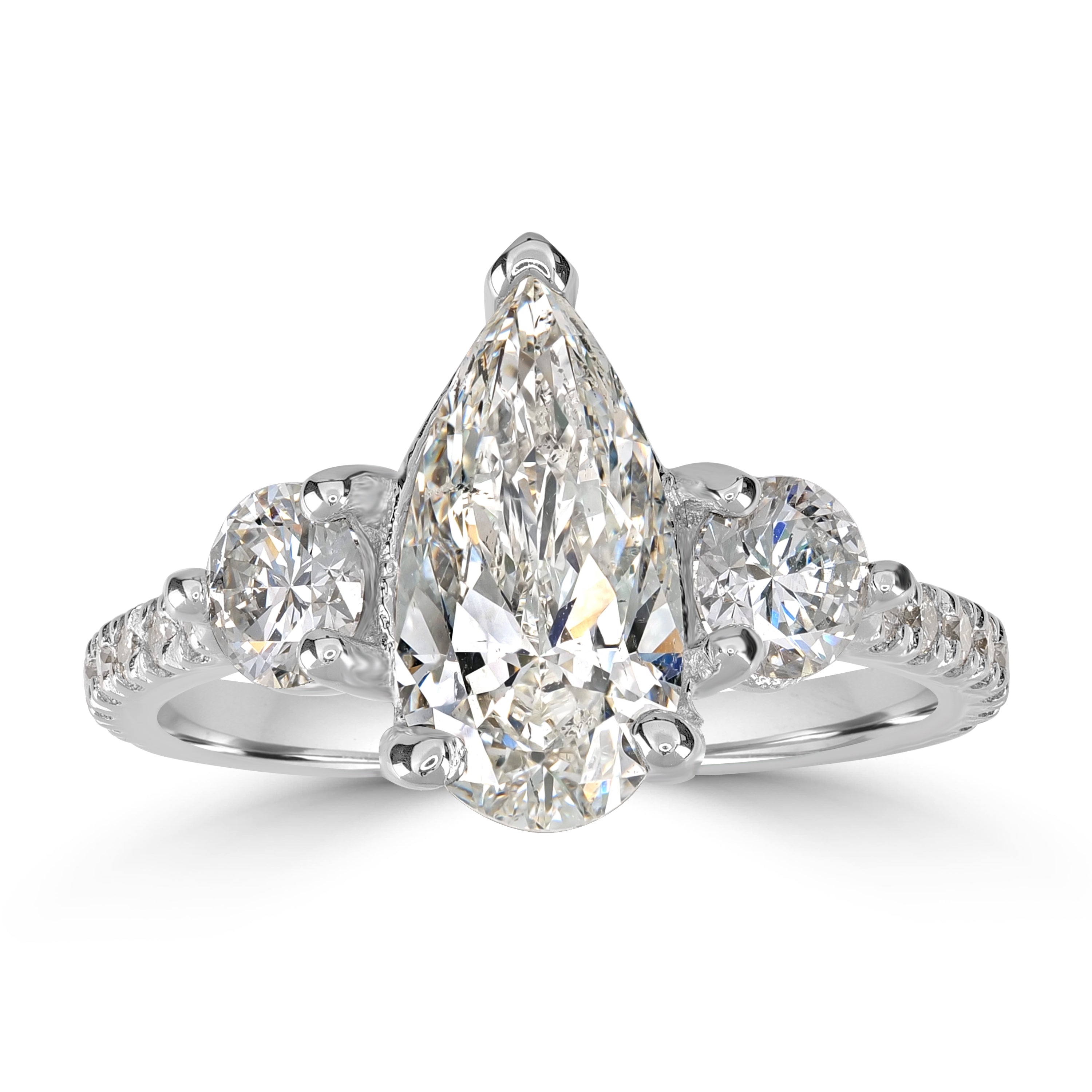 2.16 ctw Solitaire Pear Shape Engagement Ring in 18K White Gold - GIA Certified
