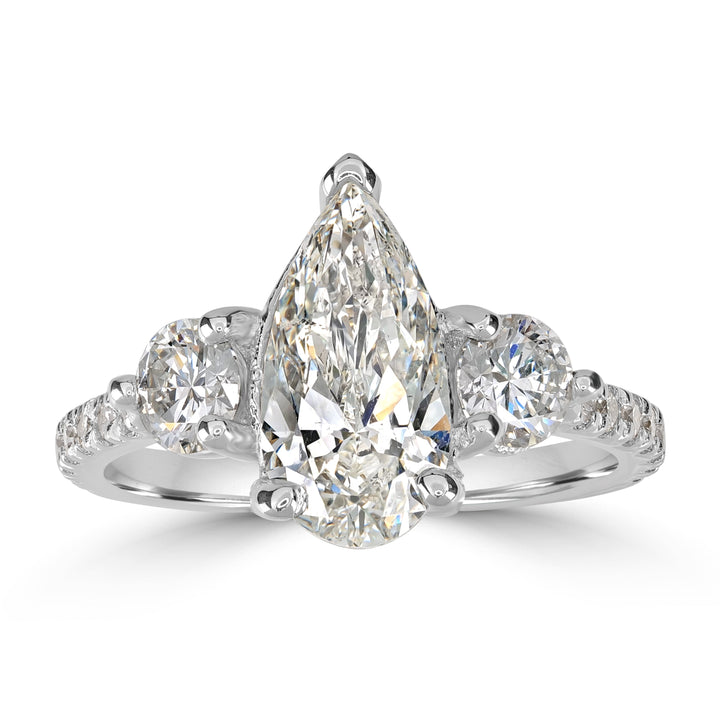 2.16 ctw Solitaire Pear Shape Engagement Ring in 18K White Gold - GIA Certified