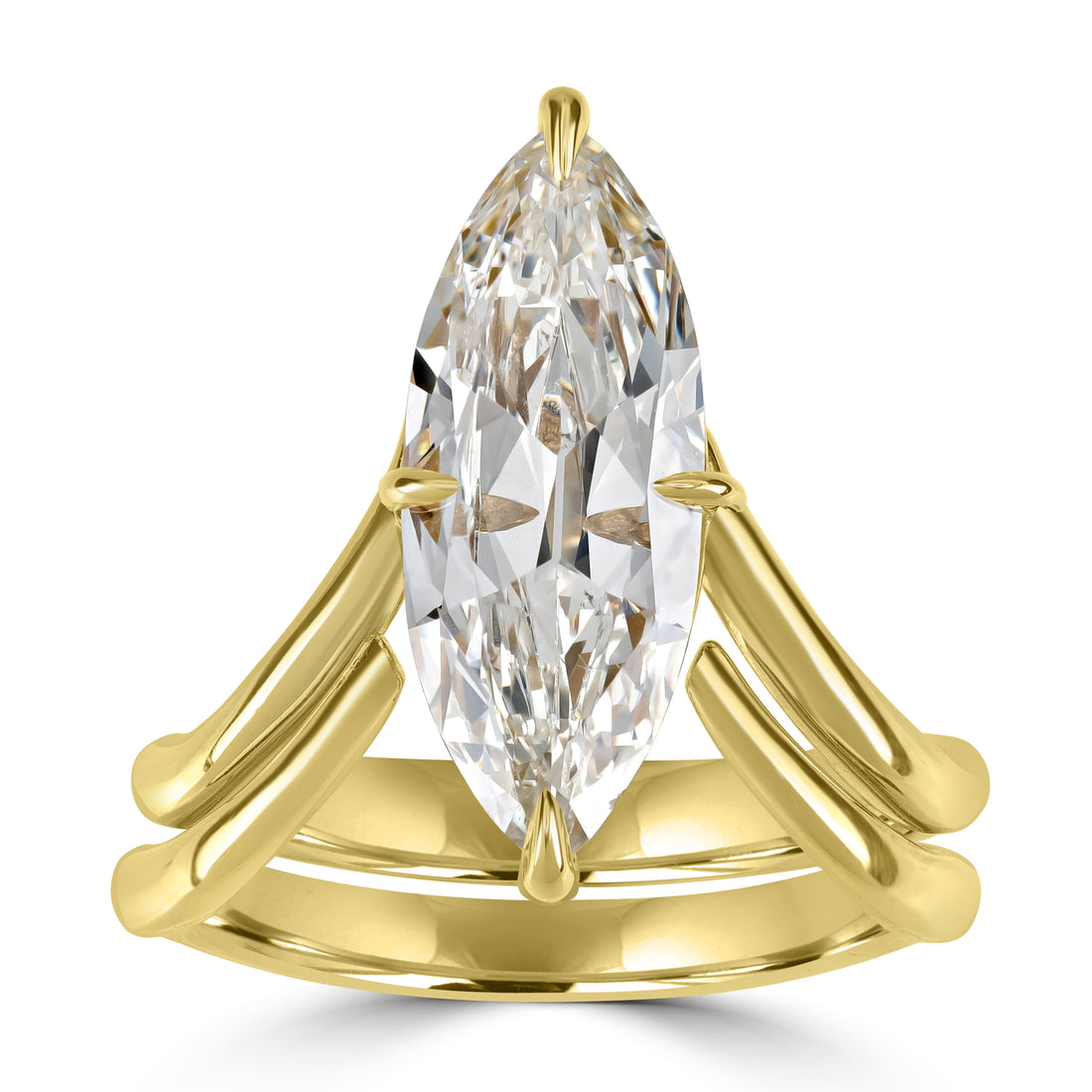 3.14 ct Solitaire Marquise Shape Diamond Ring in 18K Yellow Gold - GIA Certified