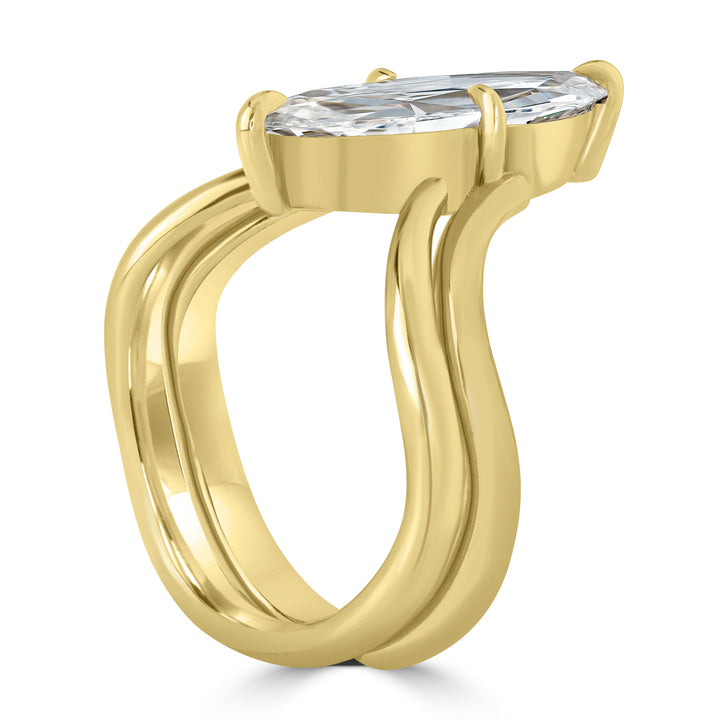 3.14 ct Solitaire Marquise Shape Diamond Ring in 18K Yellow Gold - GIA Certified