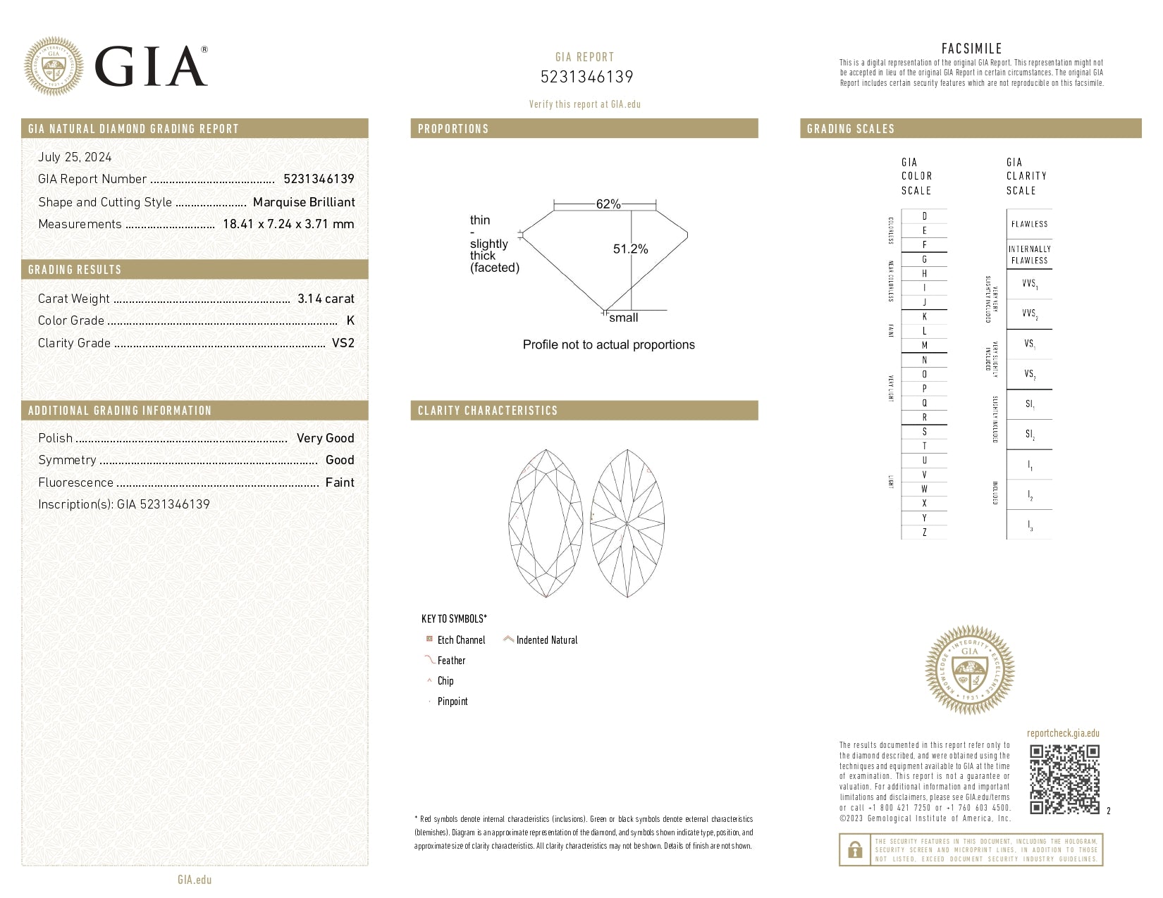 3.14 ct Solitaire Marquise Shape Diamond Ring in 18K Yellow Gold - GIA Certified