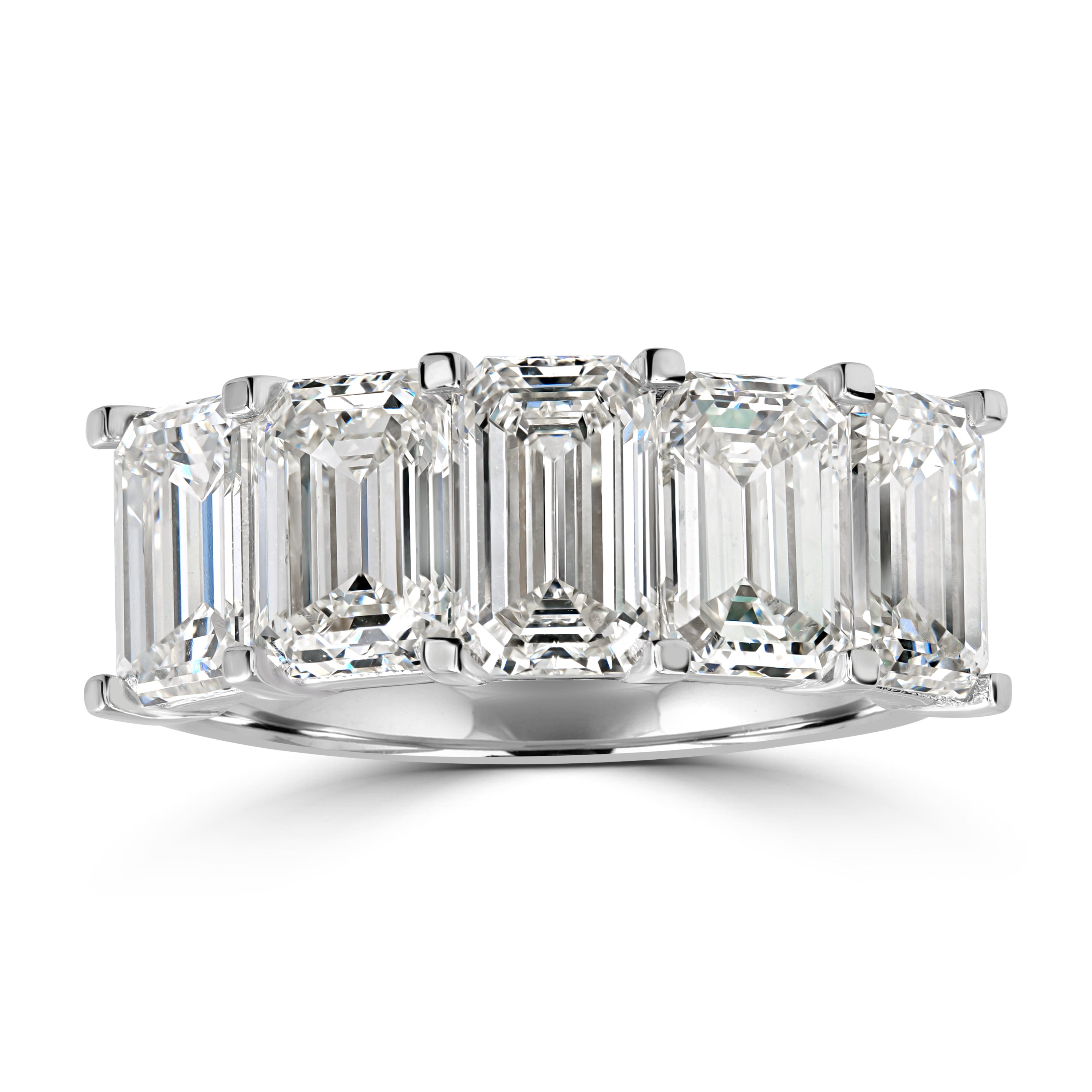 5.02 ct Solitaire Emerald Cut Diamond Band Ring in 18K White Gold -  GIA Certified