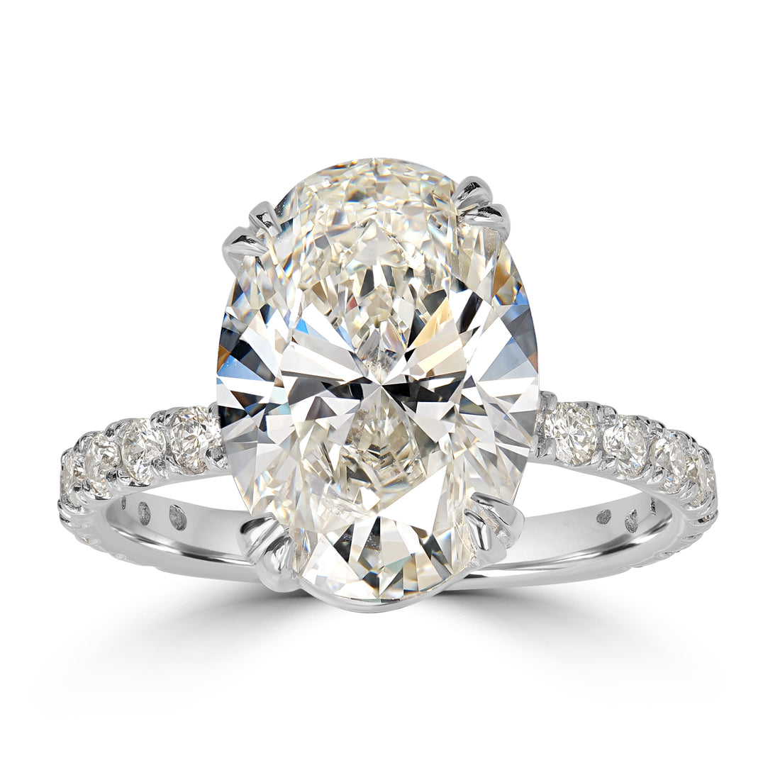 4.11 ct Solitaire Oval Engagement Diamond Ring in 18K White Gold - EGL Certified