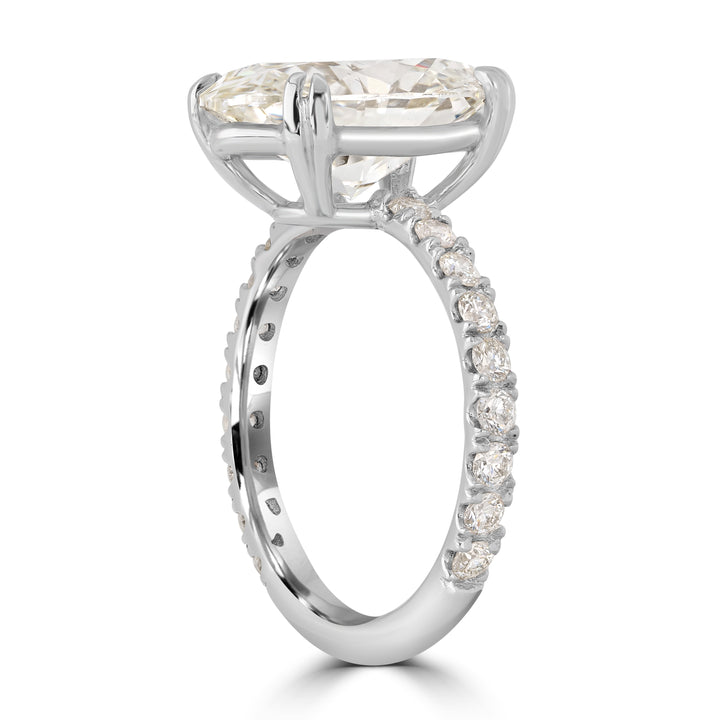 4.11 ct Solitaire Oval Engagement Diamond Ring in 18K White Gold - EGL Certified