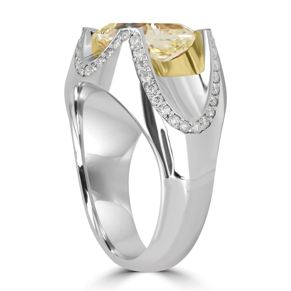 4.23 ct Solitaire Cushion Fancy Yellow Diamond Ring in Platinum