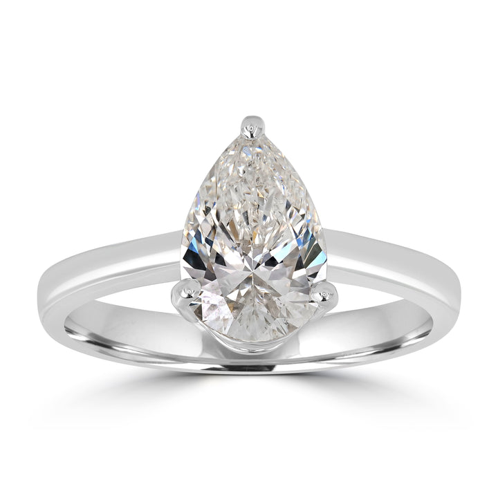 1.50 ct Solitaire Pear Shape Engagement Diamond Ring in 18K White Gold