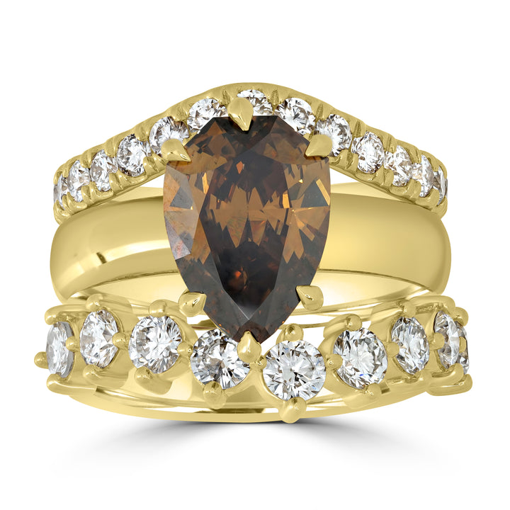 3.20 ct Solitaire Shield Fancy Brown Diamond Ring in 18K Yellow Gold