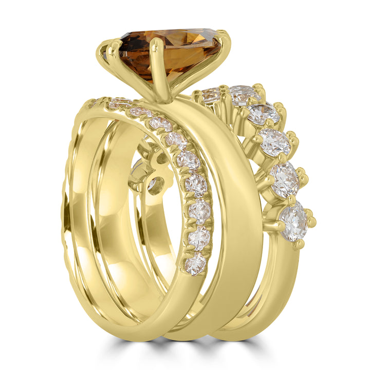 3.20 ct Solitaire Shield Fancy Brown Diamond Ring in 18K Yellow Gold