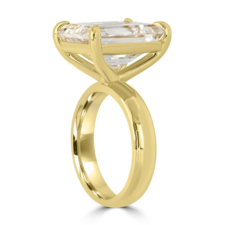 12.05 ct Solitaire Emerald Cut Engagement Ring in 18K Yellow Gold - GIA Certified