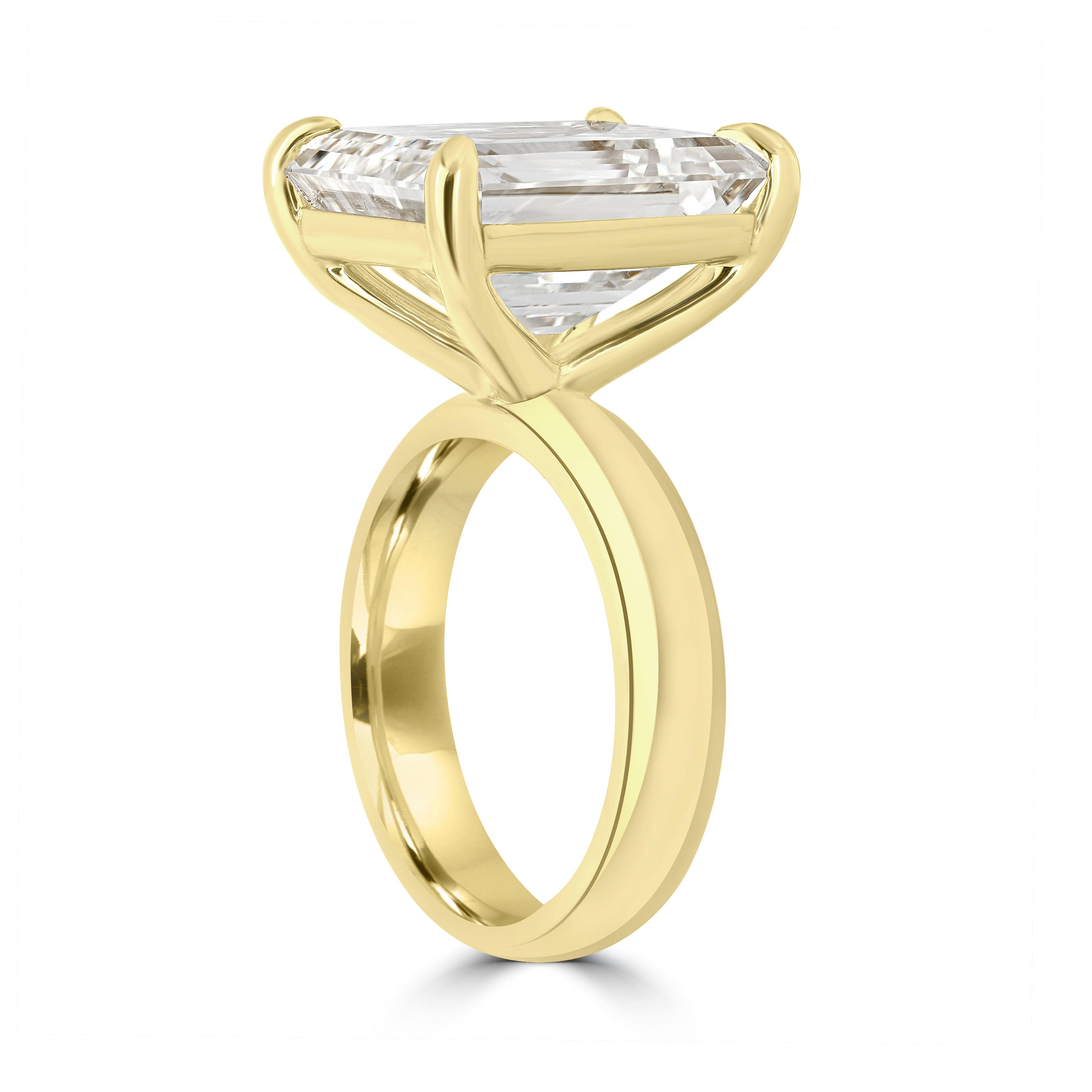 12.05 ct Solitaire Emerald Cut Engagement Ring in 18K Yellow Gold - GIA Certified