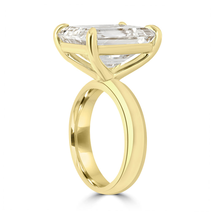 12.05 ct Solitaire Emerald Cut Engagement Ring in 18K Yellow Gold - GIA Certified
